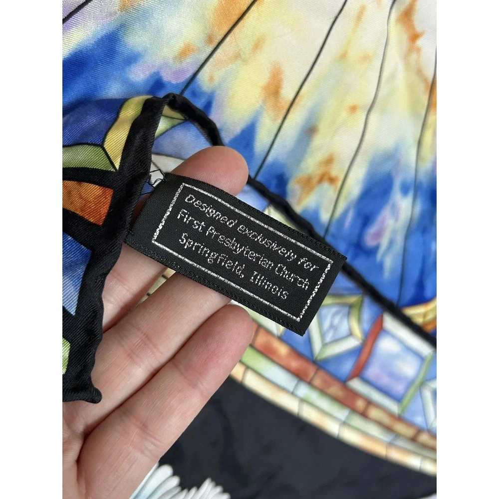 VTG SACRED SILKS SCARF LC Tiffany Stained Glass Print - 1st Presbyterian Church